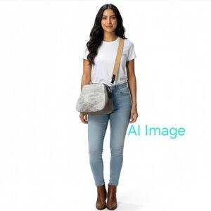 Handcrafted Genuine Leather And Cowhide Womens Shoulder Bag Purse